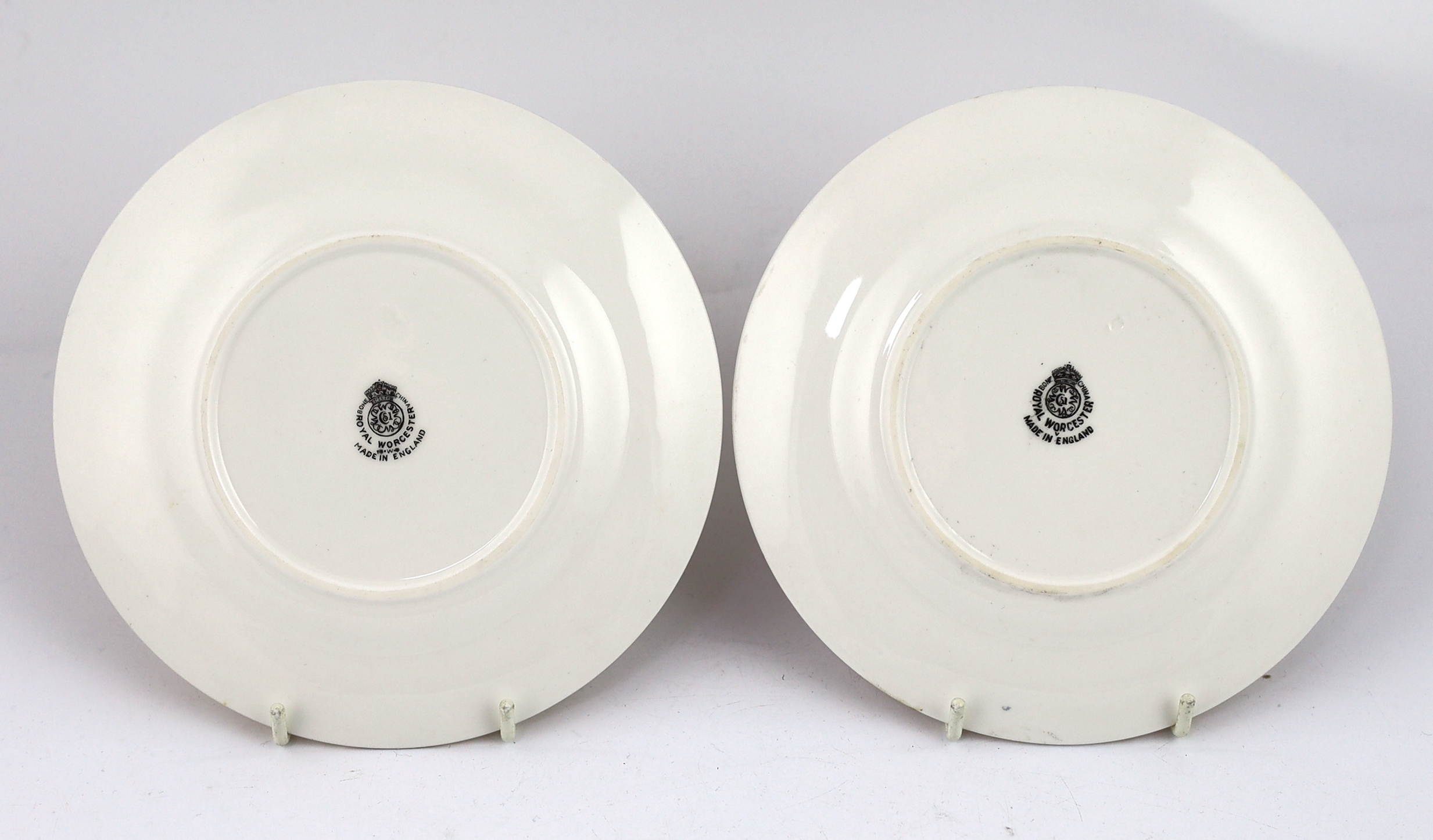 Two Royal Worcester fruit painted tea plates, mid 20th century